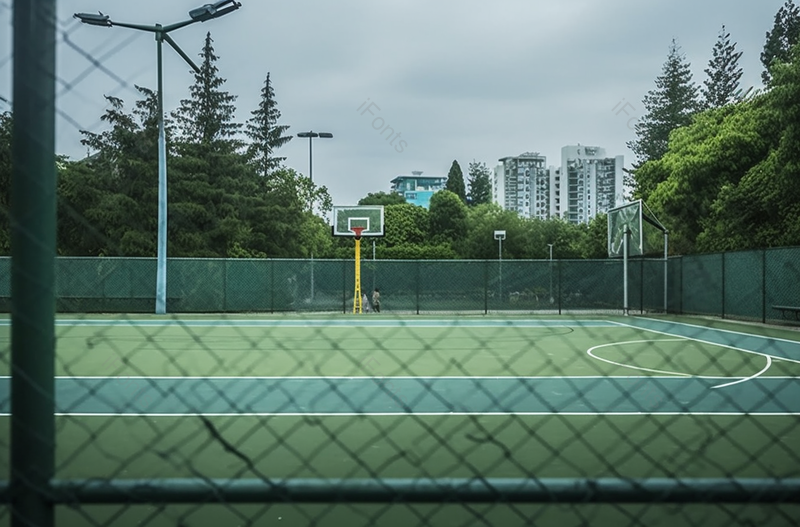 铁丝网外拍摄篮球场全景图片,高清,摄影图,摄影图片,图片大全,摄影图免费下载